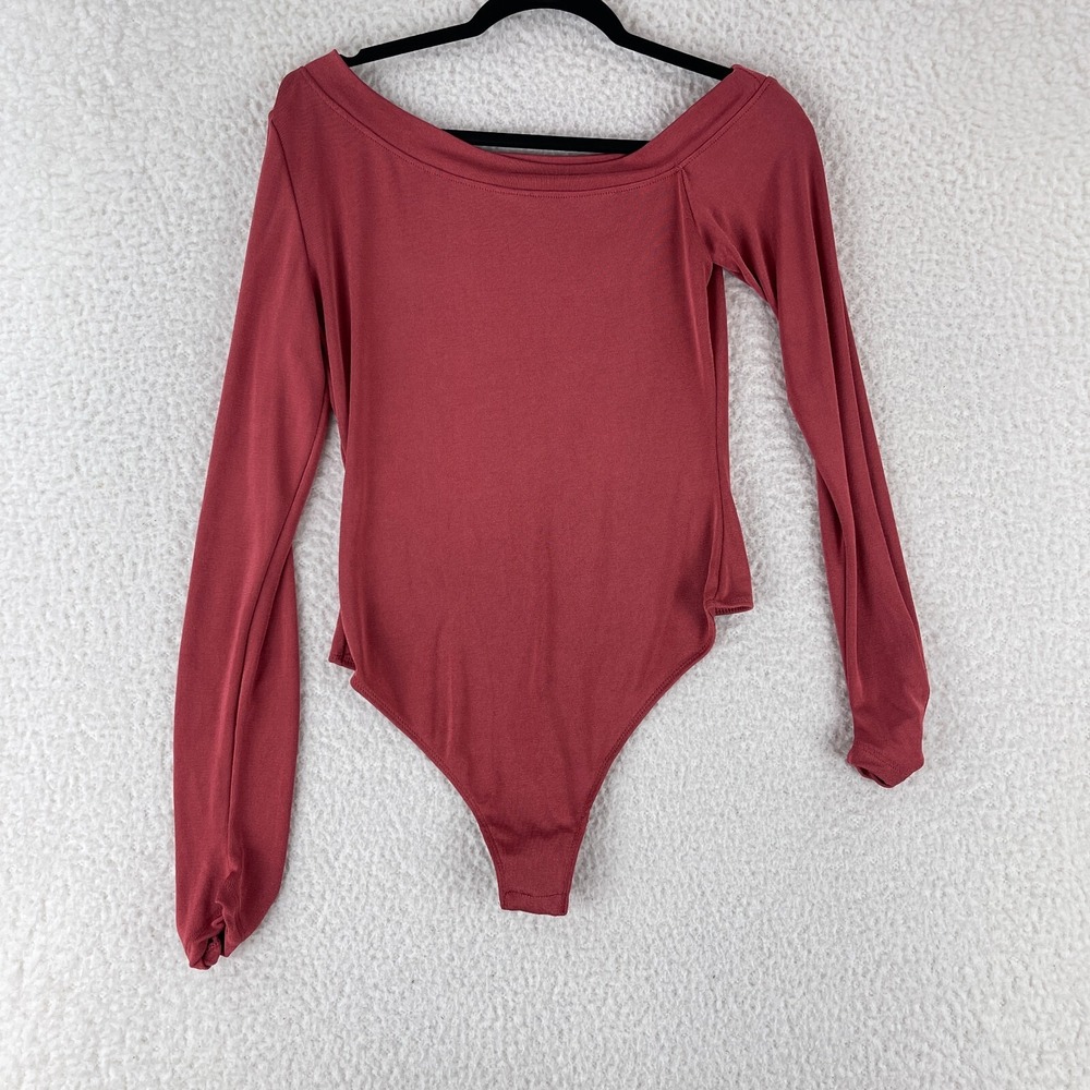 Intimately Free People Red That's Hot Bodysuit Shirt‎ Womens Long Sleeve Size L
